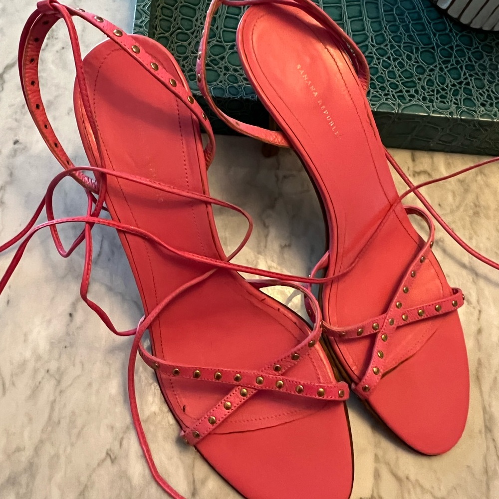 Hot pink strappy heels